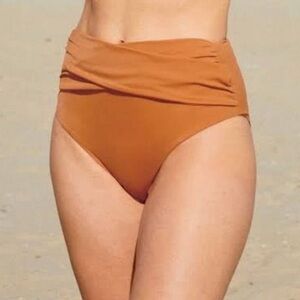 Andie The Barbados Bikini Bottom Chestnut Brown High Waist Bathing Suit XS NWT